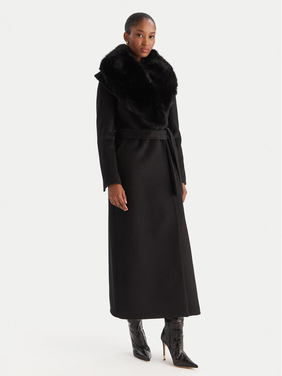 YES LONDON Płaszcz wełniany CD1218 Czarny Regular Fit