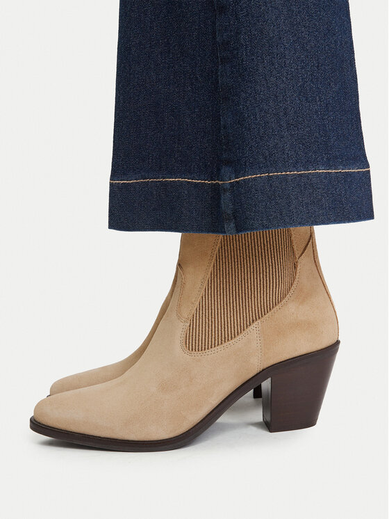 Tommy Hilfiger Botki Suede Western Chelsea Boot FW0FW09581 Beżowy