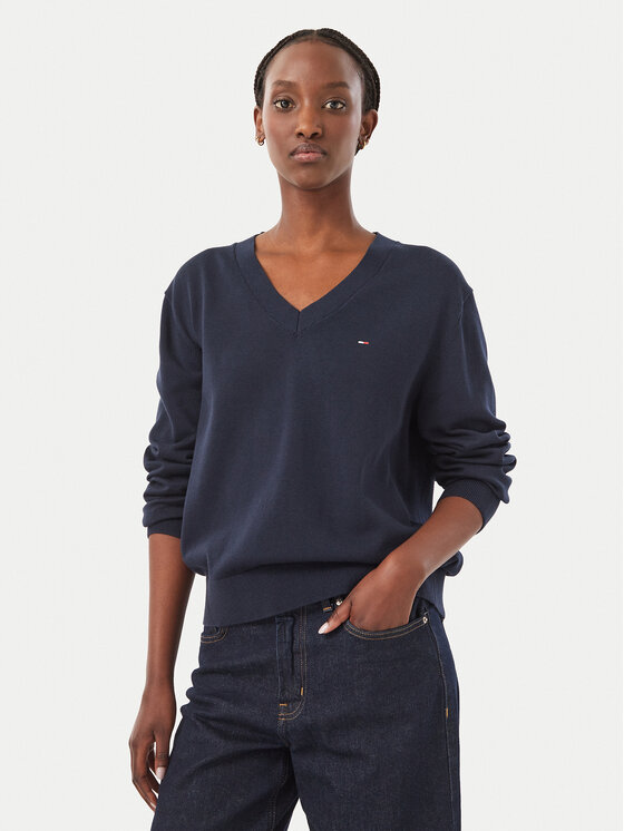 Tommy Jeans Sweter Essential DW0DW23362 Granatowy Regular Fit