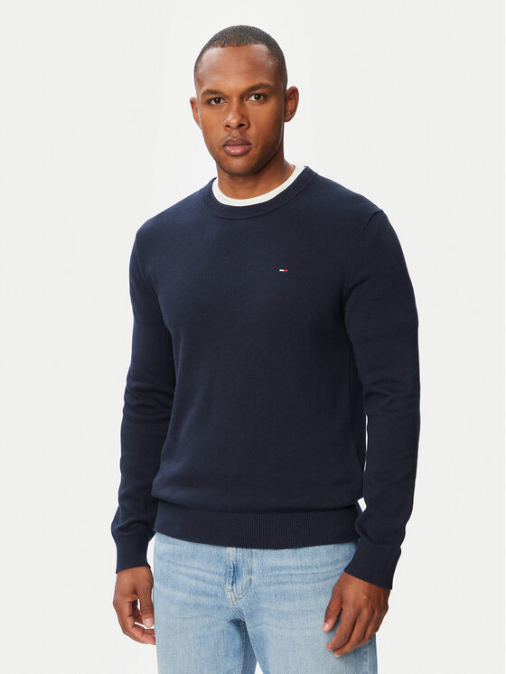 Tommy Jeans Sweter Essential DM0DM22853 Granatowy Slim Fit