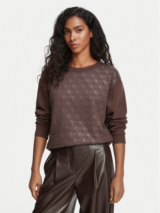 Guess Bluza W6BQ14 K6060 Brązowy Reglan Fit