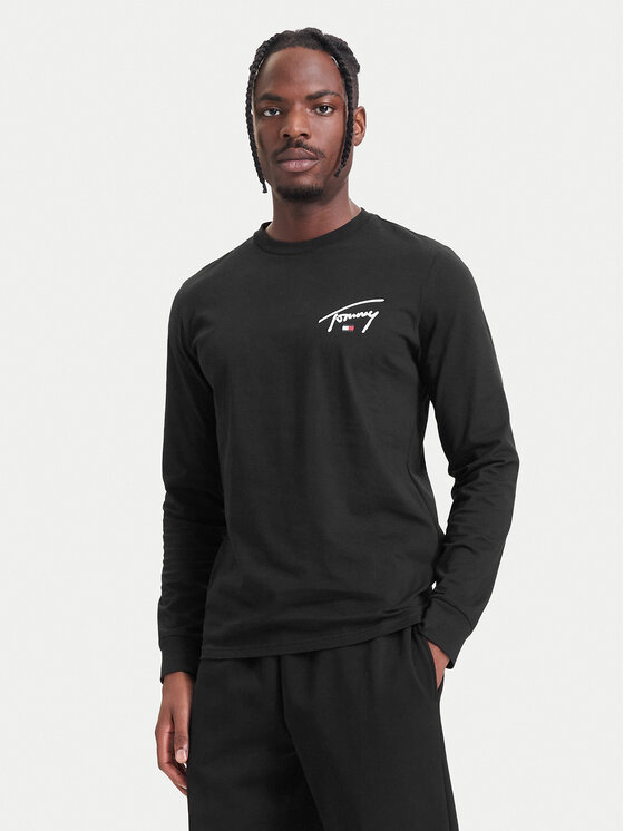 Tommy Jeans Longsleeve DM0DM23546 Czarny Slim Fit