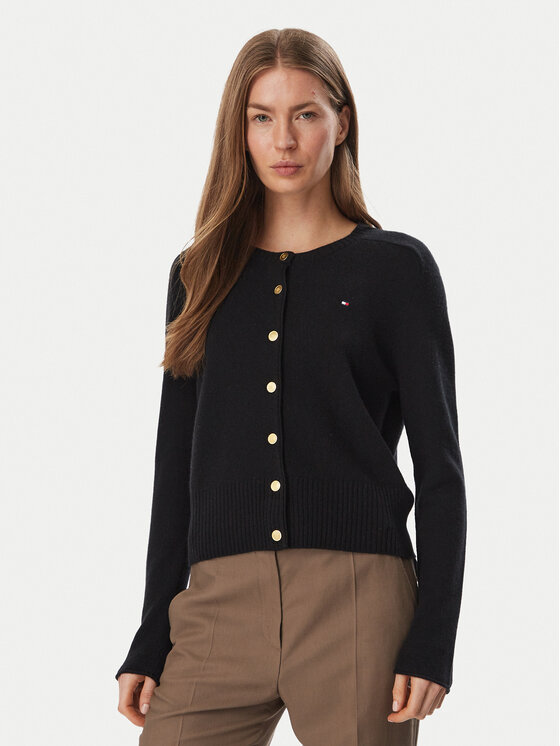 Tommy Hilfiger Kardigan WW0WW51439 Czarny Slim Fit