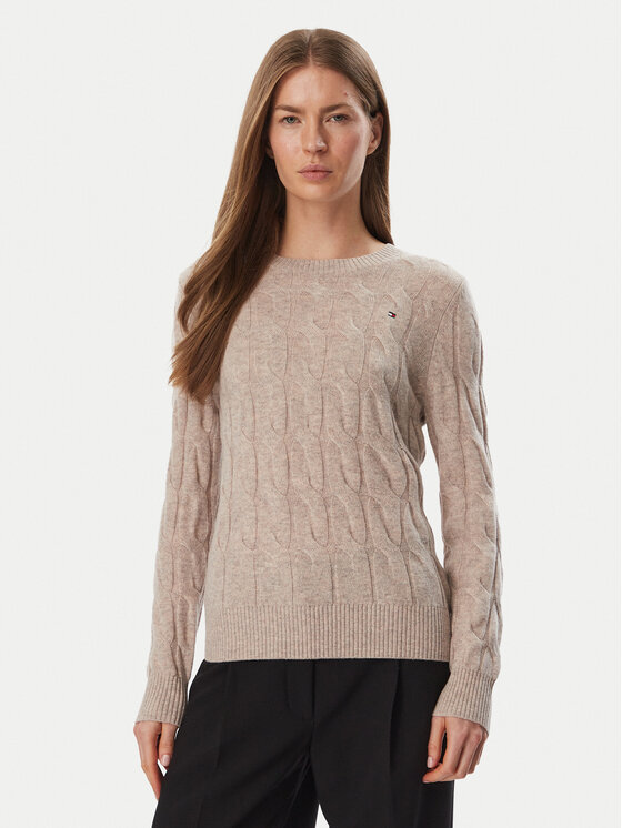 Tommy Hilfiger Sweter WW0WW43586 Beżowy Regular Fit