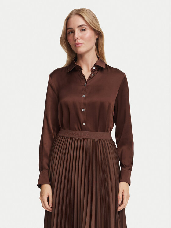 Marella Koszula Alfio 2623116045 Brązowy ciemny Regular Fit