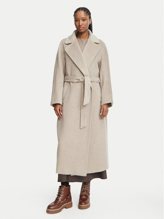 Weekend Max Mara Płaszcz wełniany Tempera 2625016072 Beżowy Regular Fit