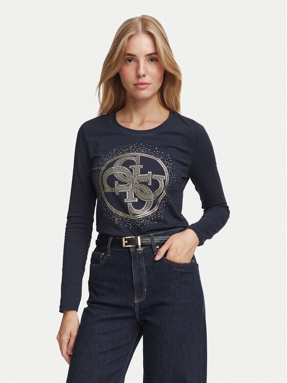 Guess Bluzka W6BI58 K7388 Granatowy Slim Fit