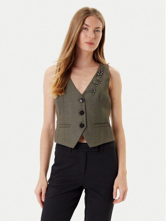 Marella Kamizelka garniturowa Cantico 2523156031 Khaki Slim Fit