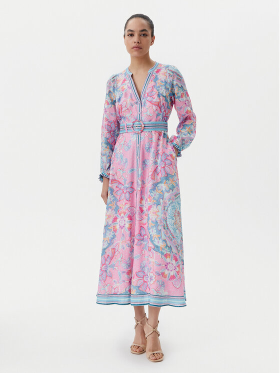 Hale Bob Sukienka letnia with linen 4ZCA612M Różowy Regular Fit