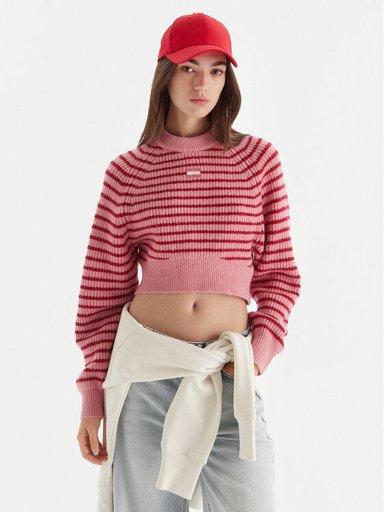 Tommy Jeans Sweter Badge DW0DW21677 Różowy Regular Fit