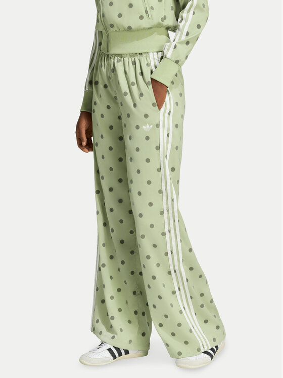 adidas Spodnie dresowe Satin Polka Dots Wide Leg Pant LI2846 Zielony Relaxed Fit