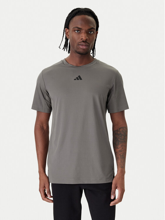 adidas Koszulka techniczna D4T PrimeLift 3 Stripes KE9936 Szary Regular Fit
