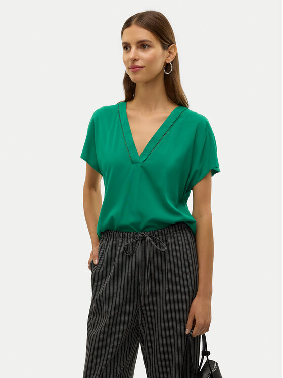 Vero Moda Bluzka Bella 10327551 Zielony Regular Fit