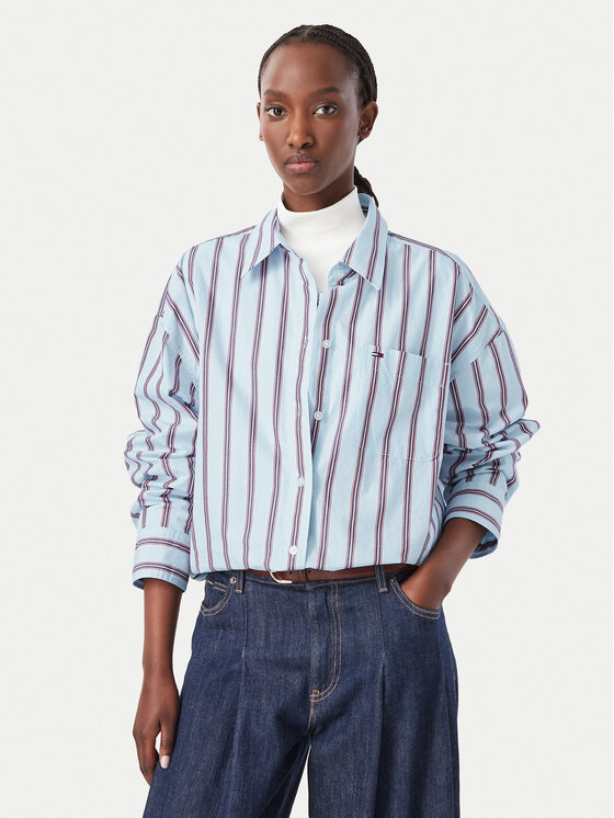 Tommy Jeans Koszula Essential DW0DW23340 Niebieski jasny Oversize