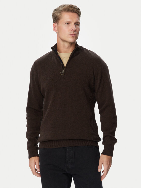 Barbour Sweter Holden  MKN0837BR17 Brązowy ciemny Regular Fit