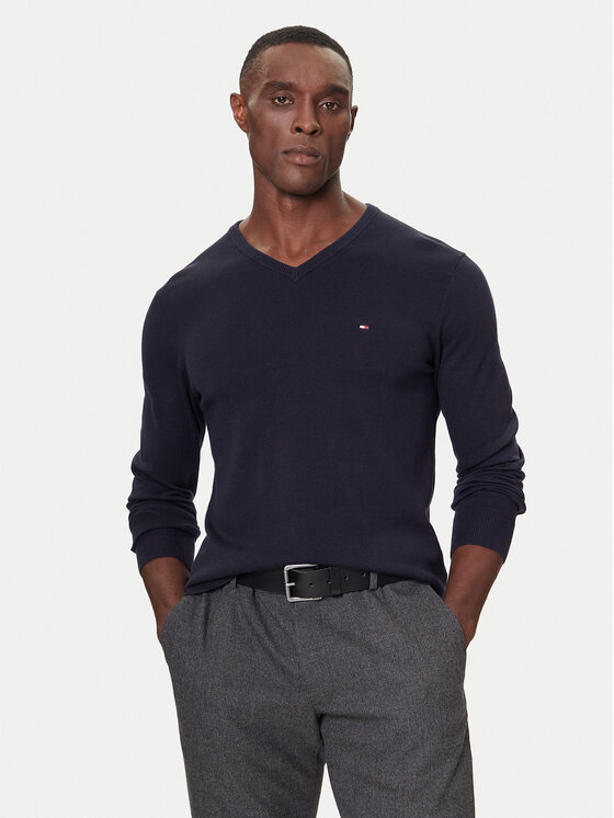 Tommy Hilfiger Sweter MW0MW42249 Granatowy Regular Fit