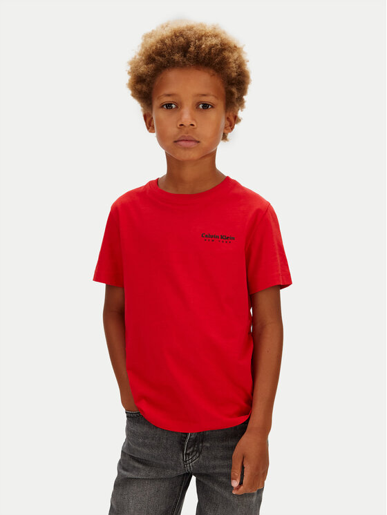 Calvin Klein Jeans T-Shirt Minimal Logo IB0IB02608 Czerwony Regular Fit