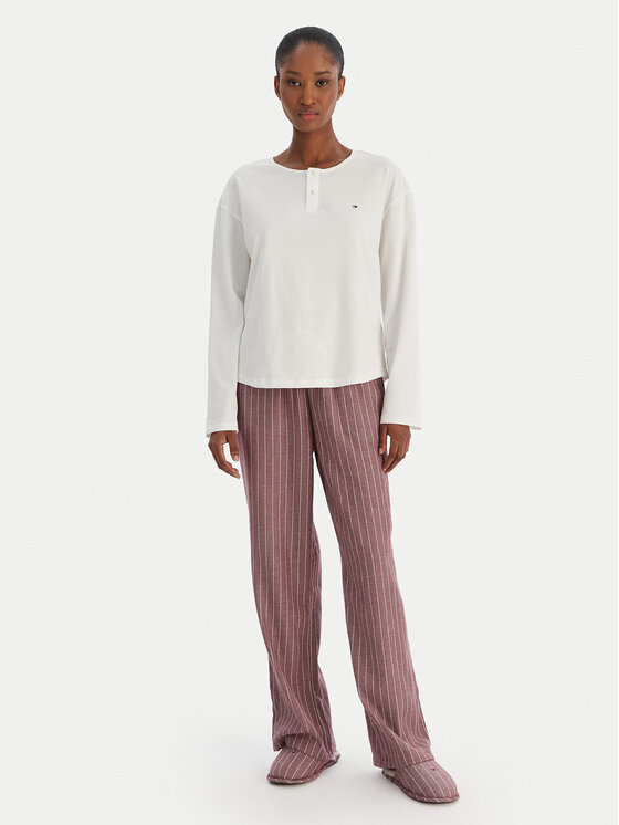 Tommy Hilfiger Piżama UW0UW06154 Écru Regular Fit
