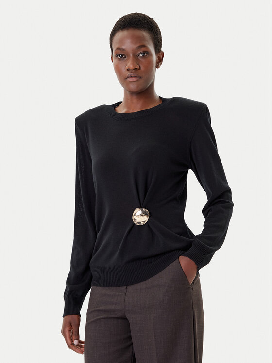Simona Corsellini Sweter A25CPMGE0301 Czarny Regular Fit