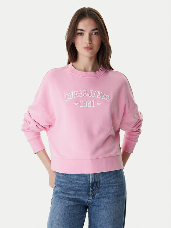Guess Jeans Bluza W6RQ04 KCPR1 Różowy Relaxed Fit