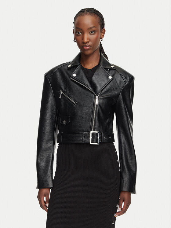 KARL LAGERFELD Kurtka z imitacji skóry B3W14008 Czarny Regular Fit