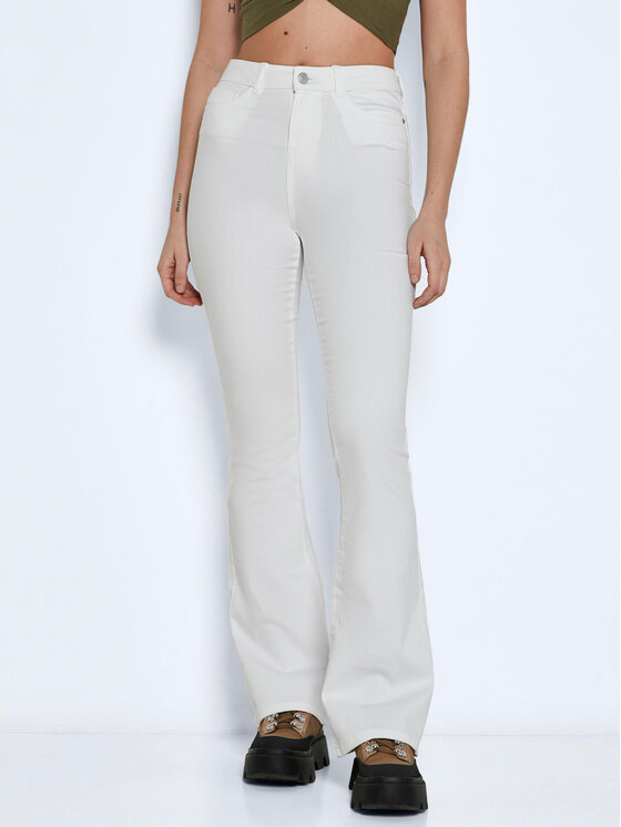 Noisy May Jeansy Sallie 27019305 Biały Slim Fit