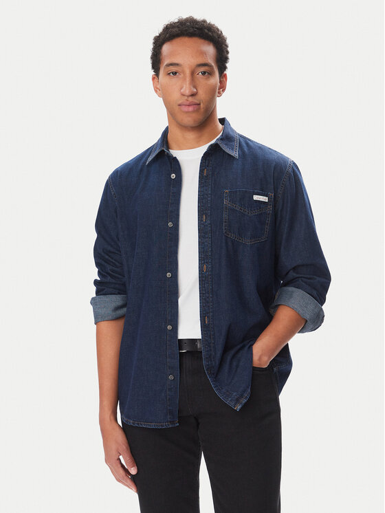 Calvin Klein Jeans Koszula jeansowa LV04RH912G Granatowy Regular Fit