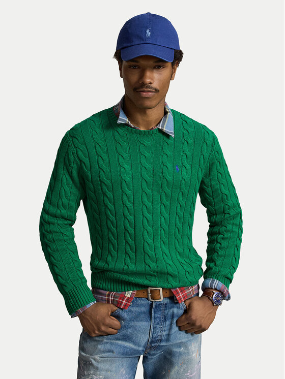 Polo Ralph Lauren Sweter 710775885552 Zielony ciemny Regular Fit