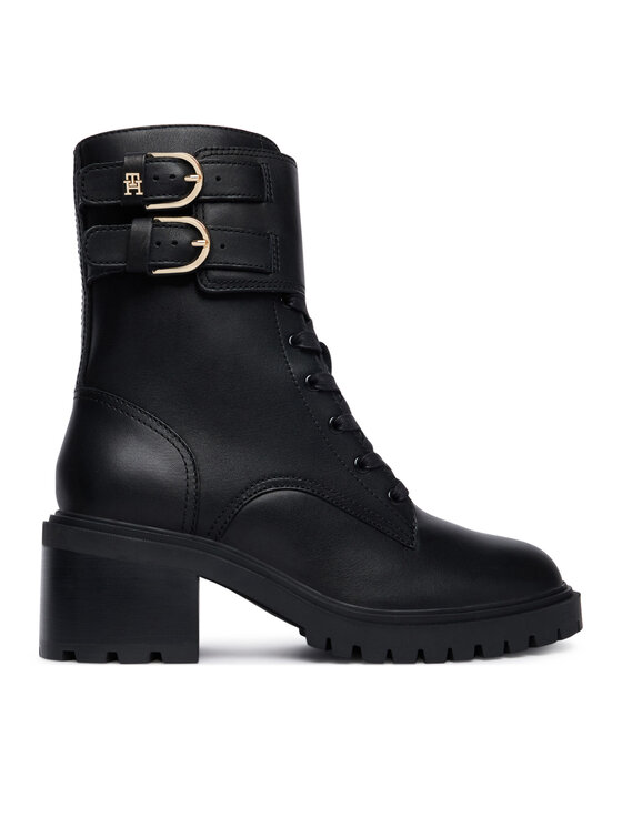 Tommy Hilfiger Trzewiki Block Heel Buckled Lace-Up Boot FW0FW09578 Czarny