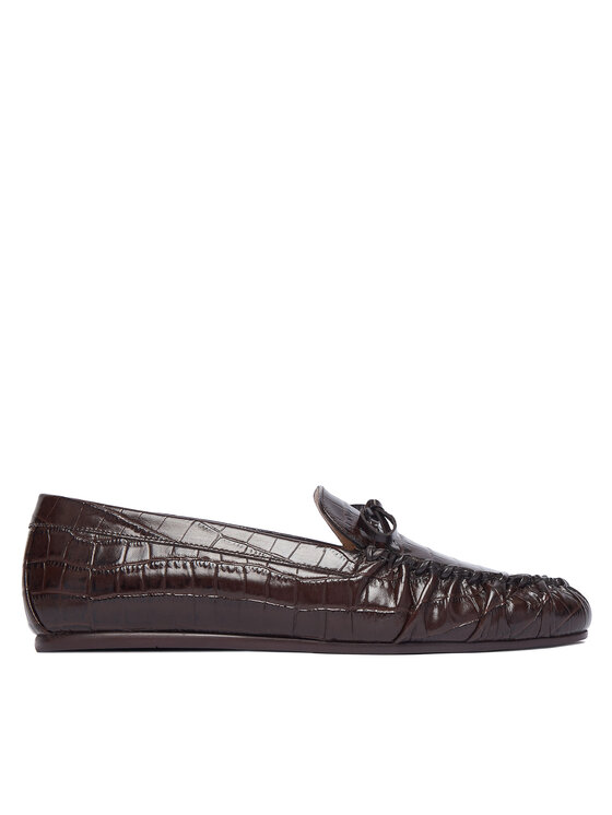 Stuart Weitzman Mokasyny Britt Bow SM416 Brązowy ciemny