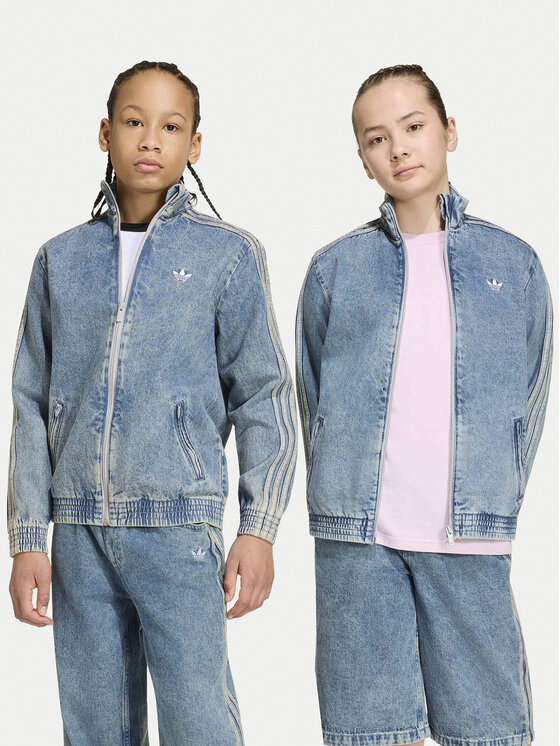 adidas Kurtka jeansowa Firebird Loose Denim Track Top KR6530 Niebieski Regular Fit