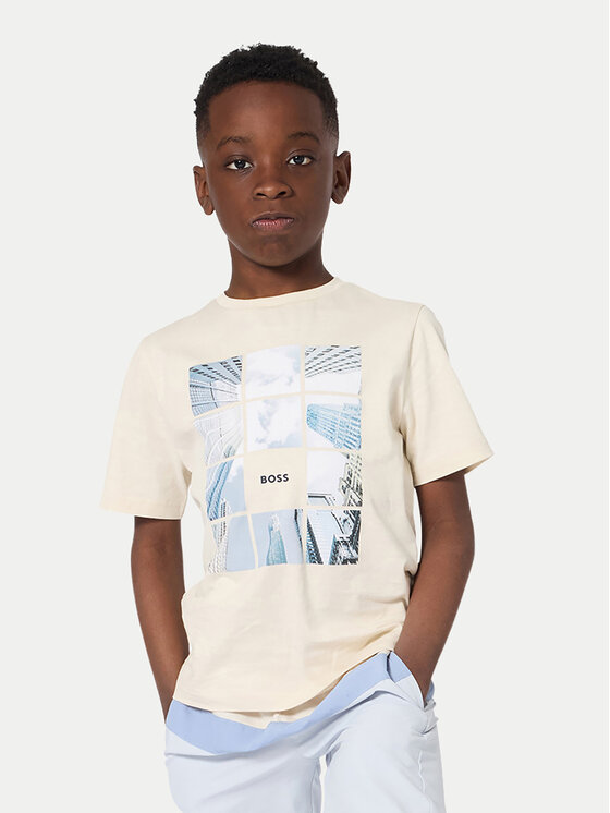 BOSS T-Shirt J52988 D Beżowy Regular Fit