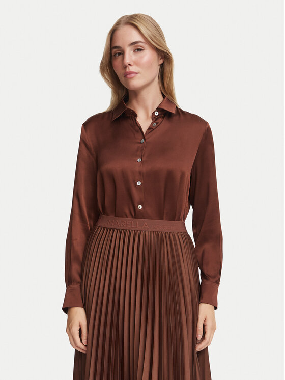Marella Koszula Alfio 2623116045 Brązowy ciemny Regular Fit