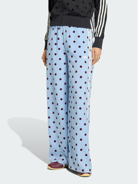 adidas Spodnie dresowe Satin Polka Dots Wide Leg Pant KV1170 Niebieski jasny Relaxed Fit
