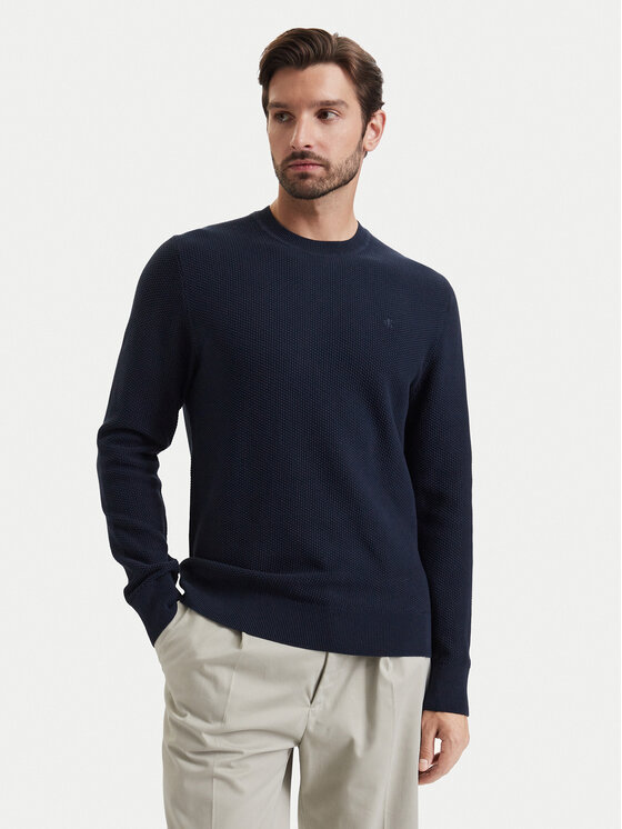 Calvin Klein Sweter LV04LF304G Granatowy Regular Fit