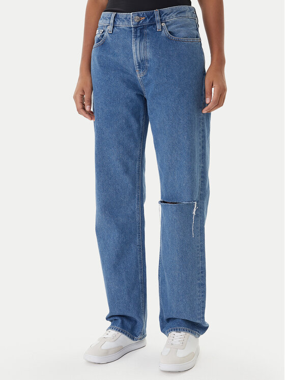 Calvin Klein Jeans Jeansy LV047E609G Granatowy Straight Fit