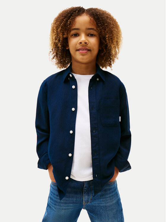 Tommy Hilfiger Koszula KB0KB09550 D Granatowy Relaxed Fit