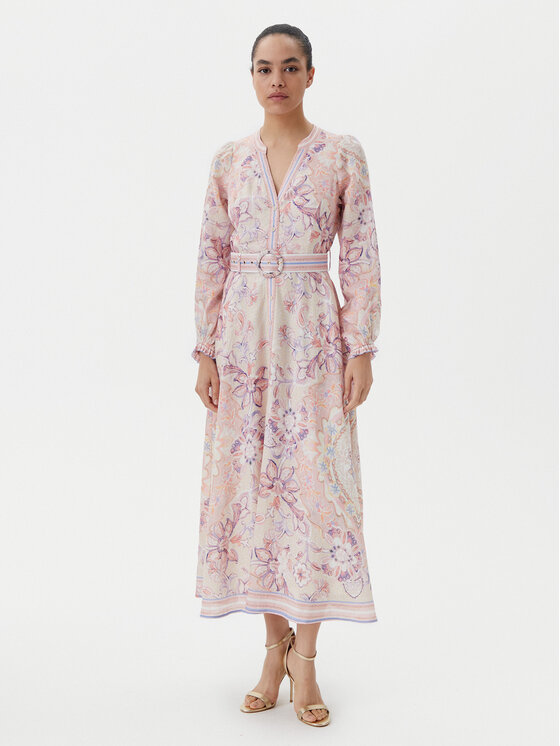 Hale Bob Sukienka letnia with linen 4ZCA612M Beżowy Regular Fit