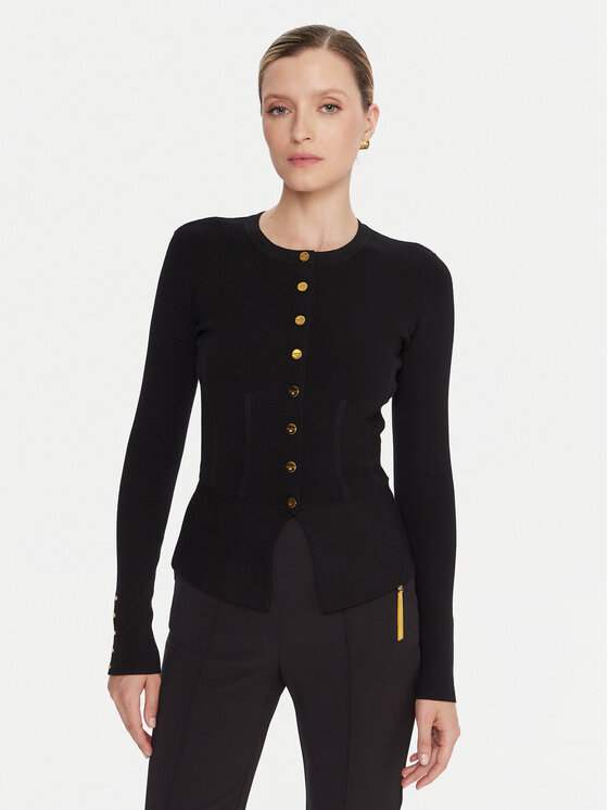 Elisabetta Franchi Kardigan MK-49S-57E2 Czarny Slim Fit