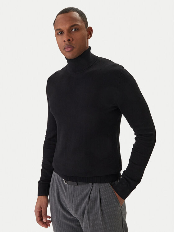 Jack & Jones Golf Emil Knit Roll Neck 12157417 Czarny Regular Fit