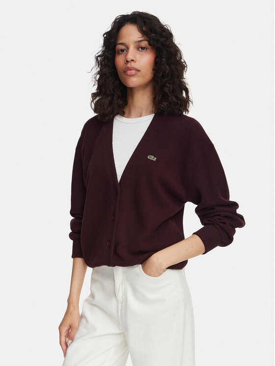 Lacoste Kardigan AF4143 Bordowy Regular Fit