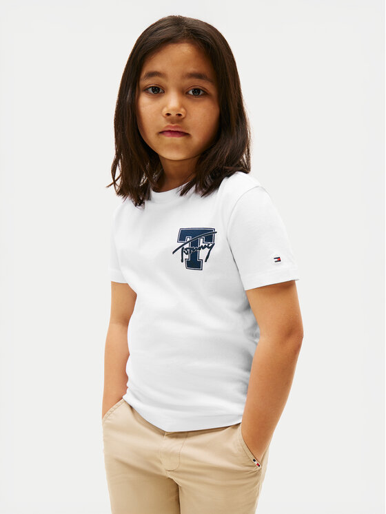 Tommy Hilfiger T-Shirt Varsity Graphic KB0KB09868 Biały Regular Fit