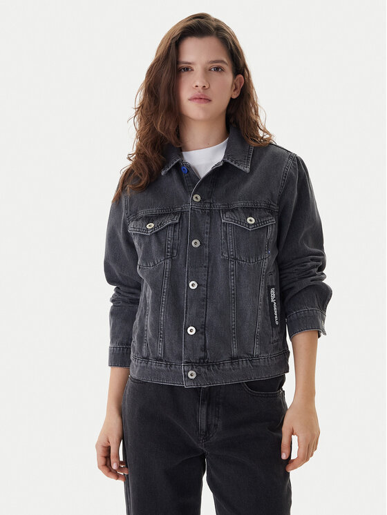 Karl Lagerfeld Jeans Kurtka jeansowa A3W14063 Szary Regular Fit