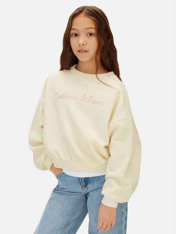 Calvin Klein Jeans Bluza LVCKSJB25G Beżowy Relaxed Fit