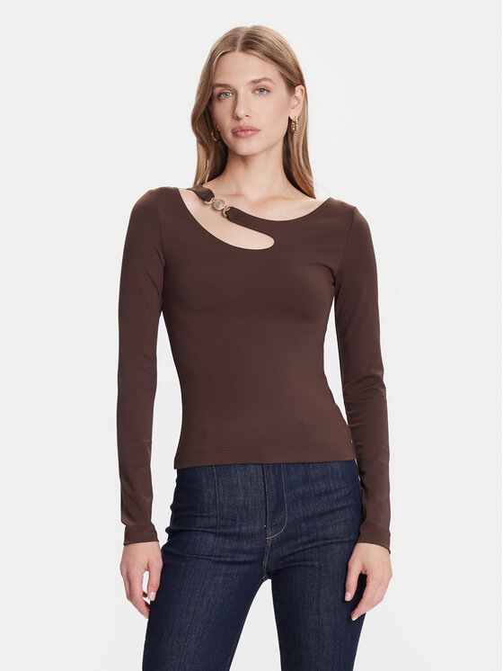Guess Bluzka W5BP18 KC7M2 Brązowy Slim Fit