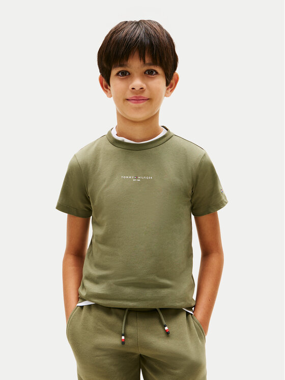 Tommy Hilfiger T-Shirt Essential Logo KB0KB09666 Zielony Regular Fit