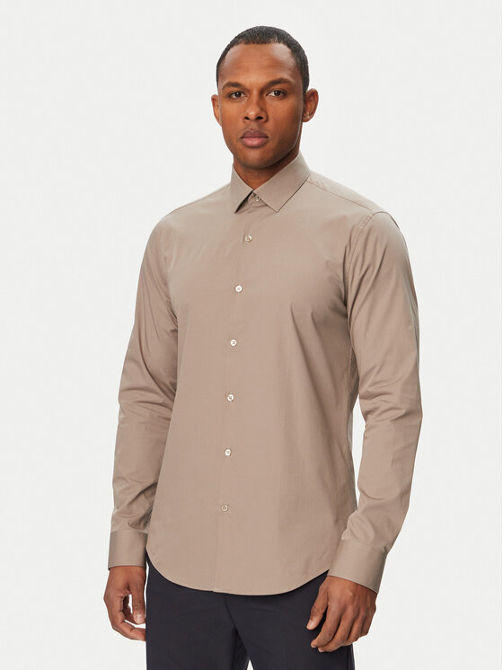 Calvin Klein Koszula Essentials LV019EU037 Beżowy Slim Fit
