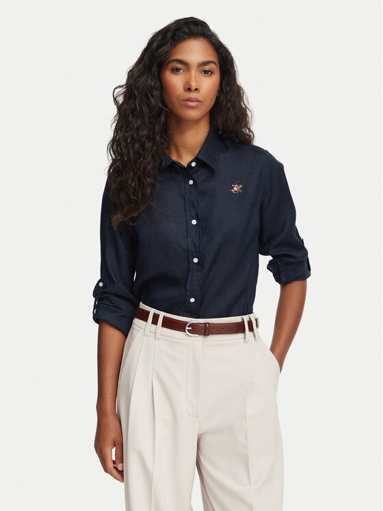 Beverly Hills Polo Club Koszula P-SS26W-SH0004 Granatowy Regular Fit