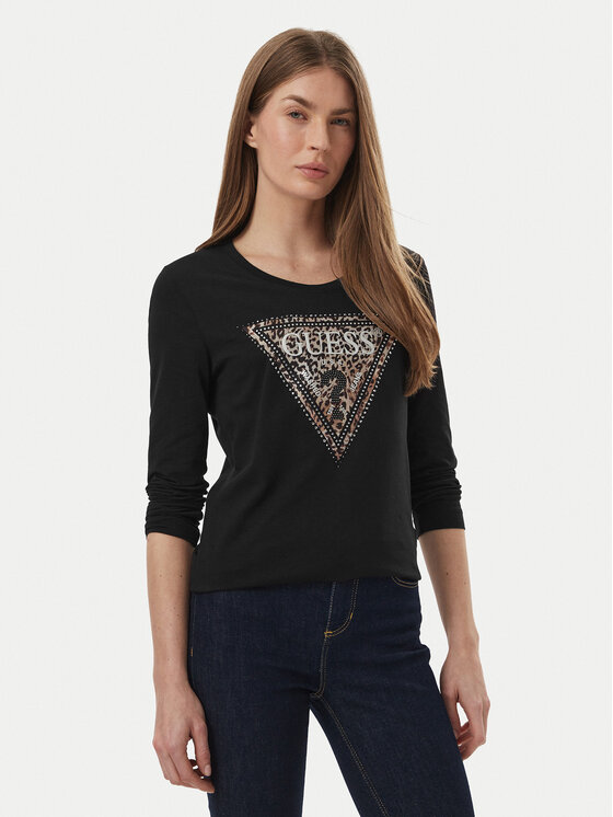 Guess Bluzka W6BI57 K7387 Czarny Regular Fit