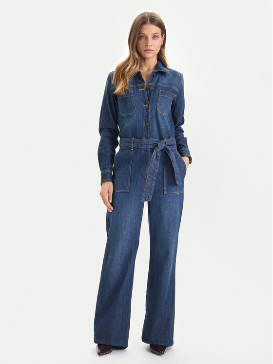 Guess Jeans Kombinezon W5BD97 D0026 Granatowy Wide Leg